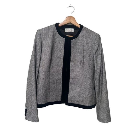 Vintage Evan Picone Wool Velvet Velour Boxy Blazer Skirt Set Size 10 Structured - Picture 11 of 16